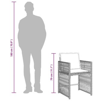 Tuinstoelen 4 st met kussens poly rattan lichtgrijs