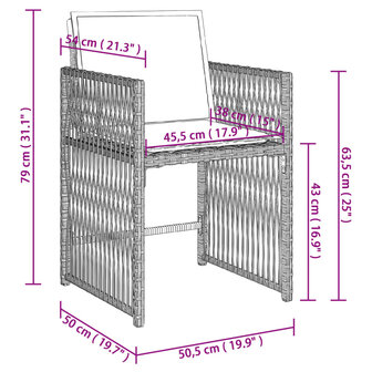 Tuinstoelen 4 st met kussens poly rattan lichtgrijs