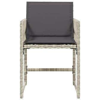 Tuinstoelen 4 st met kussens poly rattan lichtgrijs