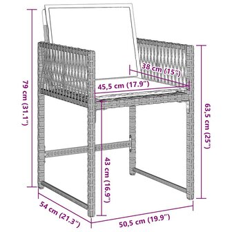 Tuinstoelen 4 st met kussens poly rattan lichtgrijs