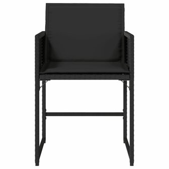 Tuinstoelen 4 st met kussens poly rattan zwart