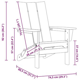 Vouw Adirondack Stoel Zwart 74.5 x 80.5 x 90cm Kunststof