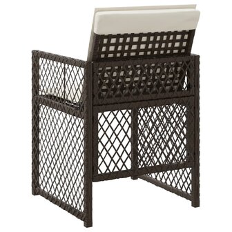 Tuinstoelen 4 st met kussens poly rattan bruin