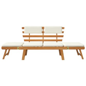 Tuinbank met kussens 2-in-1 190 cm massief acaciahout