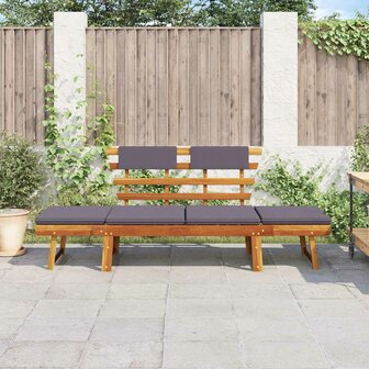 Ligbed met kussen 2-in-1 190 cm massief acaciahout