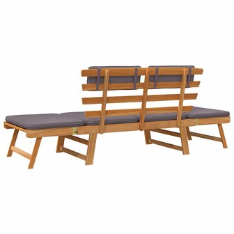 Ligbed met kussen 2-in-1 190 cm massief acaciahout