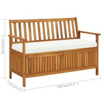 Tuinopslagbank 120x63x84 cm massief acaciahout