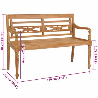 Batavia bank 120 cm teakhout