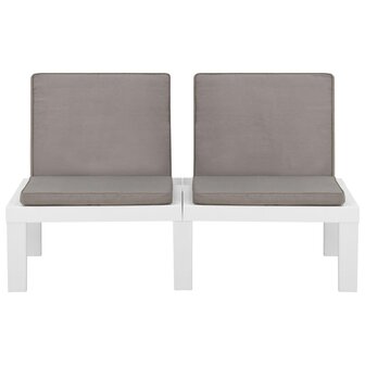 Loungebank met kussen kunststof wit