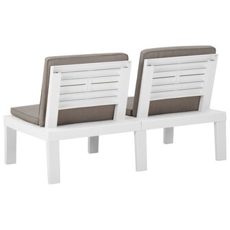 Loungebank met kussen kunststof wit