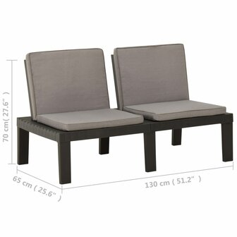 Loungebank met kussen kunststof grijs