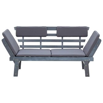 Tuinbank met kussens 2-in-1 190 cm massief acaciahout grijs