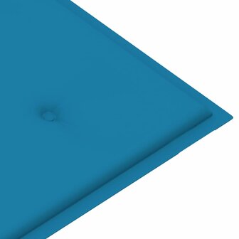 Tuinbank met blauw kussen 112 cm massief teakhout