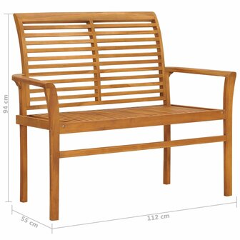 Tuinbank met heldergroen kussen 112 cm massief teakhout