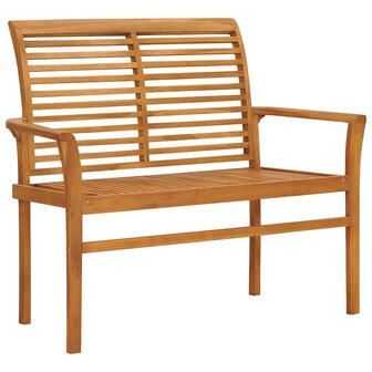 Tuinbank met zwart kussen 112 cm massief teakhout