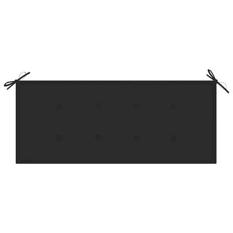 Bank Batavia met zwart kussen 120 cm massief teakhout