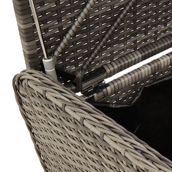 Opbergbankje met kussen 115x51x52 cm poly rattan grijs