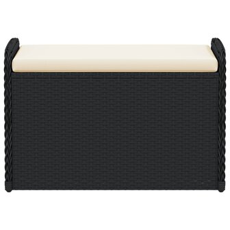 Opbergbankje met kussen 80x51x52 cm poly rattan zwart