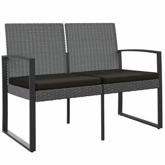 Tuinbank 2-zits met kussens polypropeen rattan donkergrijs