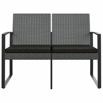 Tuinbank 2-zits met kussens polypropeen rattan donkergrijs