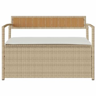 Tuinbank met kussen beige polyrotan