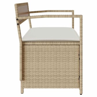 Tuinbank met kussen beige polyrotan
