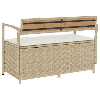 Tuinbank met kussen beige polyrotan