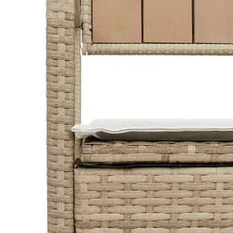 Tuinbank met kussen beige polyrotan