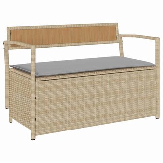 Tuinbank met kussen beige polyrotan