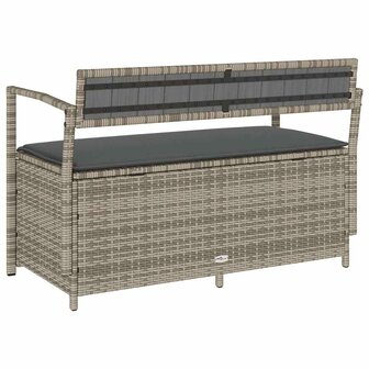Tuinbank met kussen, grijs polyrotan