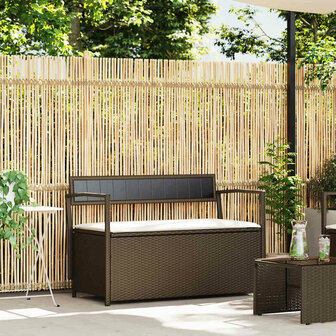 Tuinbank met kussen, bruin polyrotan