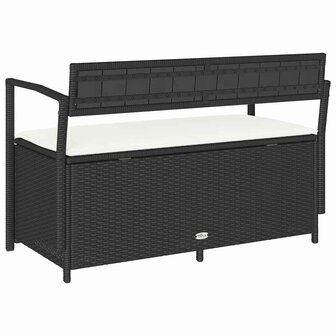 Tuinbank met kussen, zwart polyrotan