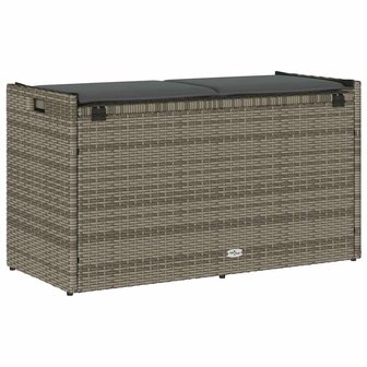 Opbergbank met kussen voor buiten 100 cm poly rattan grijs