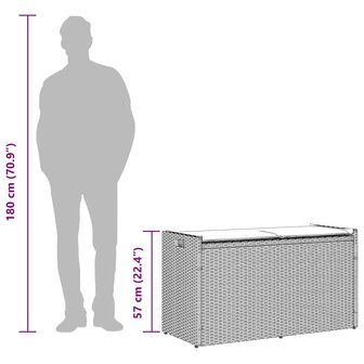 Opbergbank met kussen voor buiten 100 cm poly rattan grijs