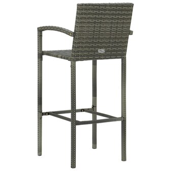 Barkrukken 2 st poly rattan grijs