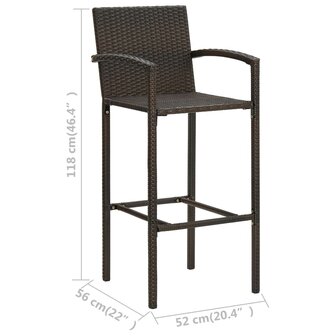 Barkrukken 4 st poly rattan bruin