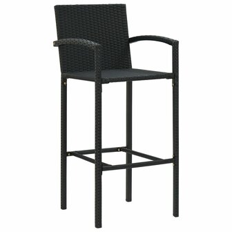 Barkrukken 4 st poly rattan zwart