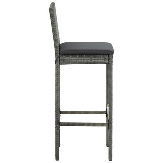 Tuinbarkrukken met kussens 4 st poly rattan grijs