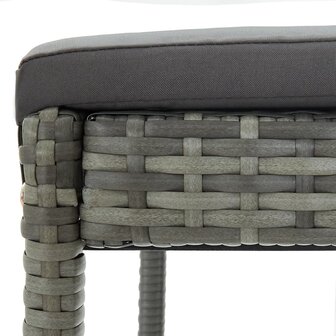 Tuinbarkrukken met kussens 2 st poly rattan grijs