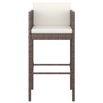 Barkrukken 2 st met kussens poly rattan bruin