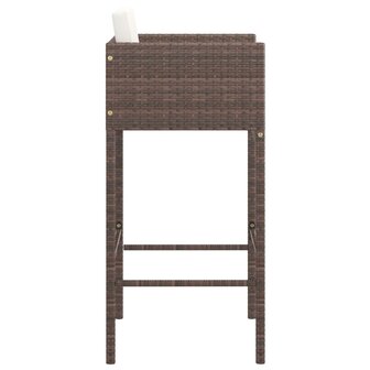 Barkrukken 2 st met kussens poly rattan bruin