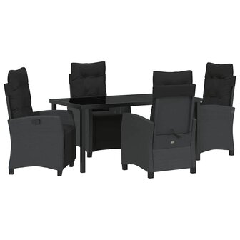 Tuin Eetset 5 pcs Zwart poly rattan