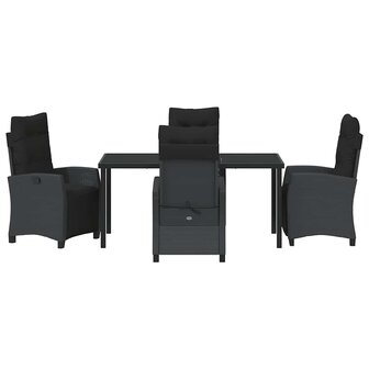 Tuin Eetset 5 pcs Zwart poly rattan