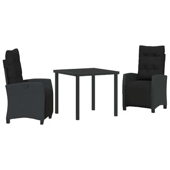 Tuin Eetset 3 pcs Zwart poly rattan