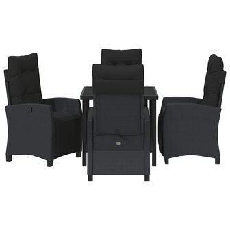 Tuin Eetset 5 pcs Zwart poly rattan