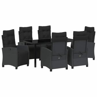 Tuin Eetset 7 pcs Zwart poly rattan