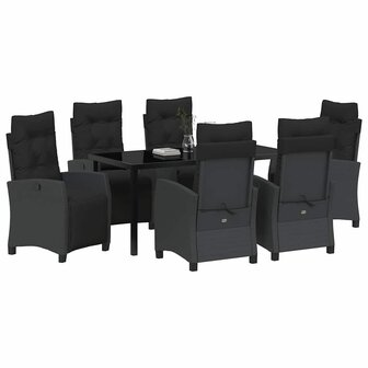 Tuin Eetset 7 pcs Zwart poly rattan