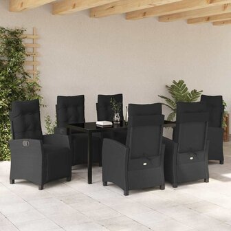 Tuin Eetset 7 pcs Zwart poly rattan