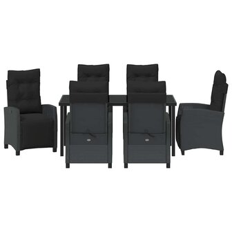 Tuin Eetset 7 pcs Zwart poly rattan