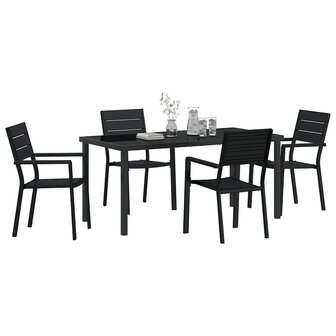 Tuin Eetset 5 pcs Zwart HDPE
